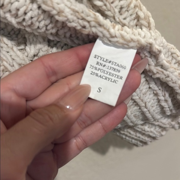 Pink Lily Cream Cable Knit Cardigan Sweater - Picture 3 of 6